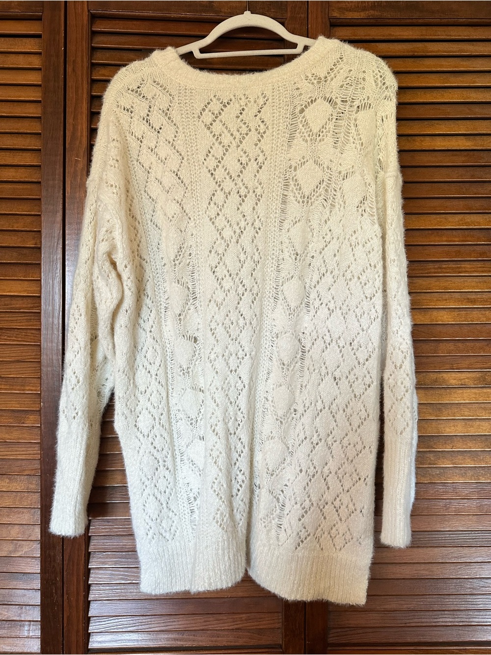 Pilcro for Anthropologie Cream Distress Stitch Longline Side Slit Sweater sz L - Picture 12 of 15